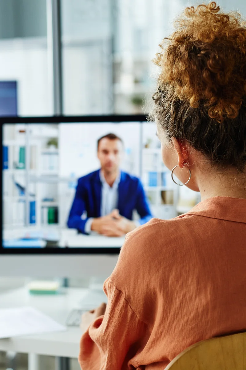 Woman having online meeting for a IT consultation